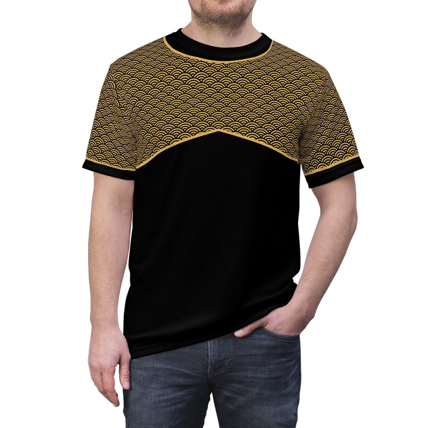 Black Peak on Golden Waves Pattern - Black Collar Version - A