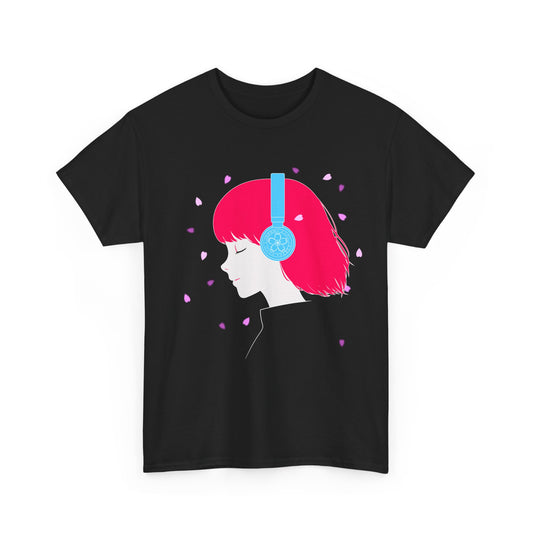 "Serenity in Sound"- Lo-Fi Anime Girl Aesthetic Tee - Front - 2025-A